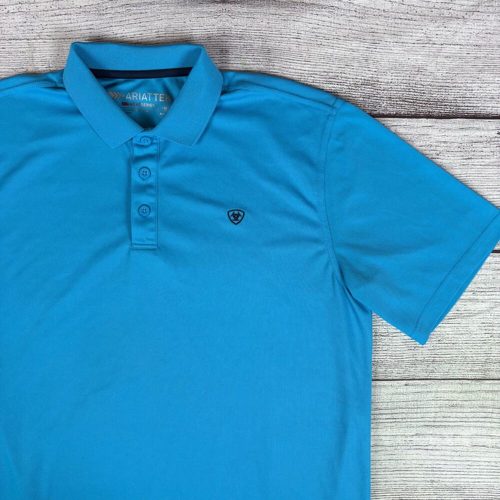 Ariat Tek Heat Series Baby Blue Dri-Fit Polo Shirt